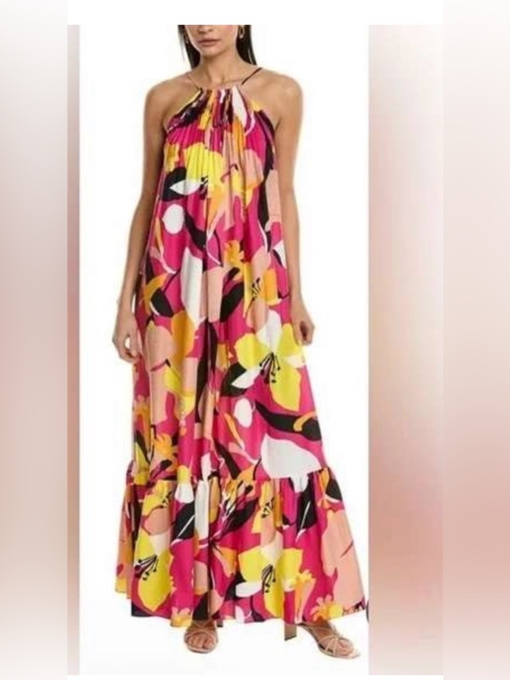 Like new Ted Baker Ikella abstract-print‎ linen blend floral maxi dress Sz  2